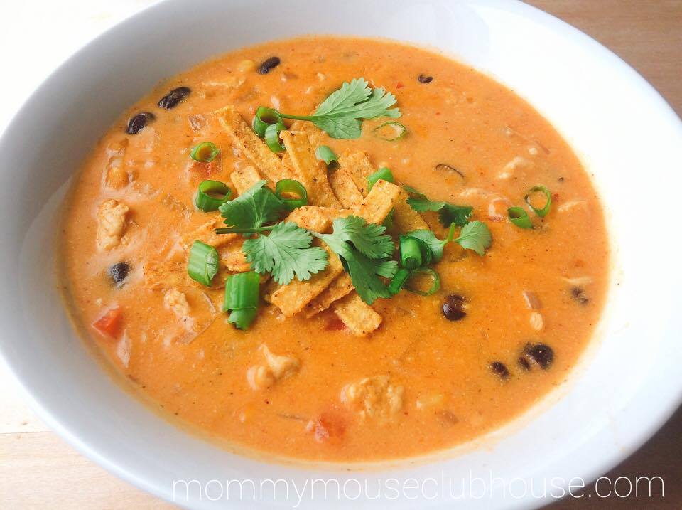 A bowl of enchilada soup.