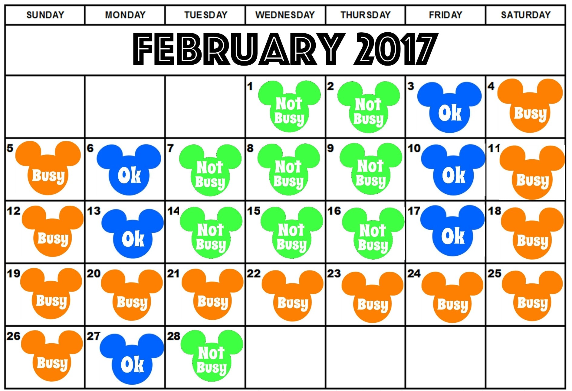Disneyland February Crowd Calendar