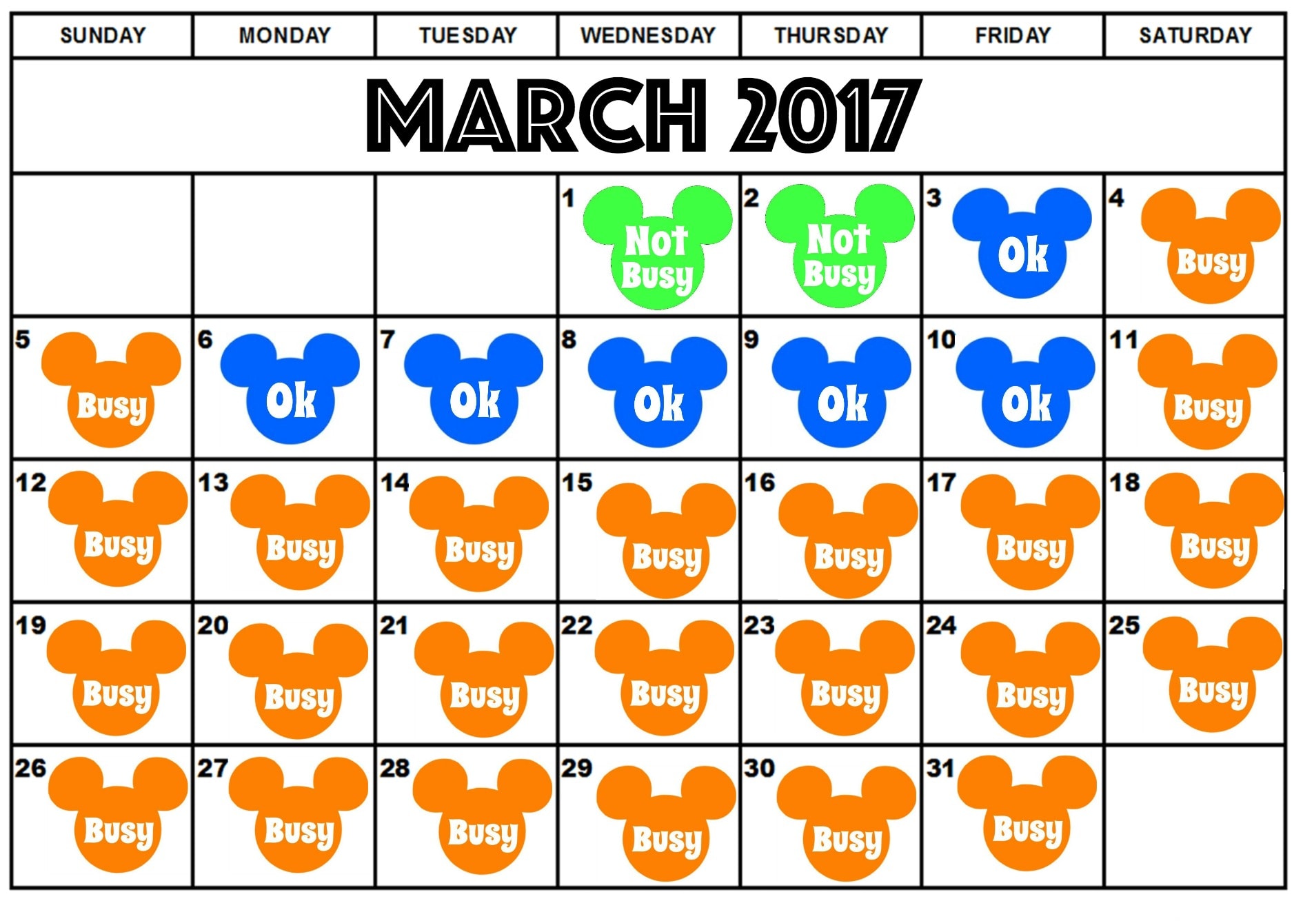 Disneyland March Crowd Calendar