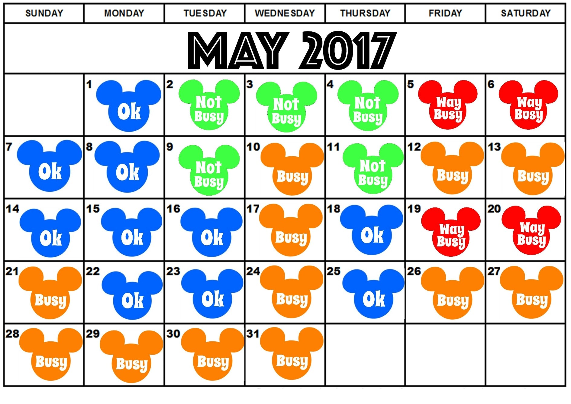 Disneyland May Crowd Calendar