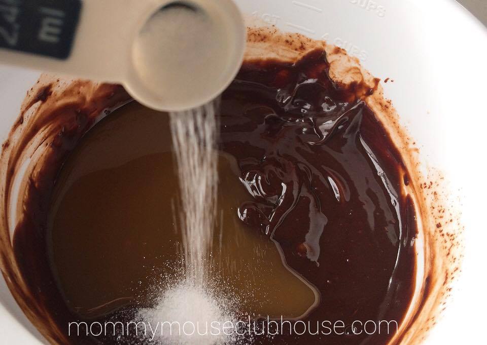 Step 3 for salted caramel ganache, add salt to the ganache mixture to make  Chocolate Salted Caramel Cupcakes