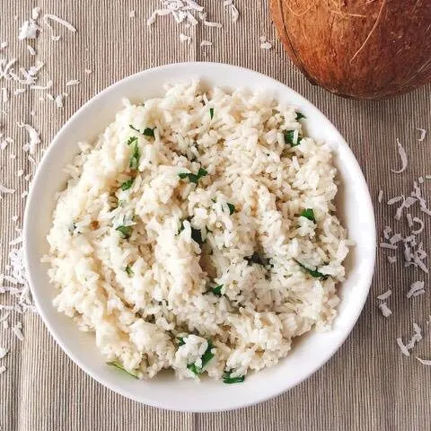 A bowl of easy coconut rice