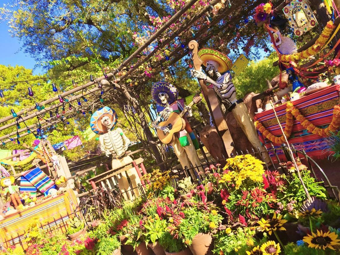 Skeletons dressed up as a mariachi band