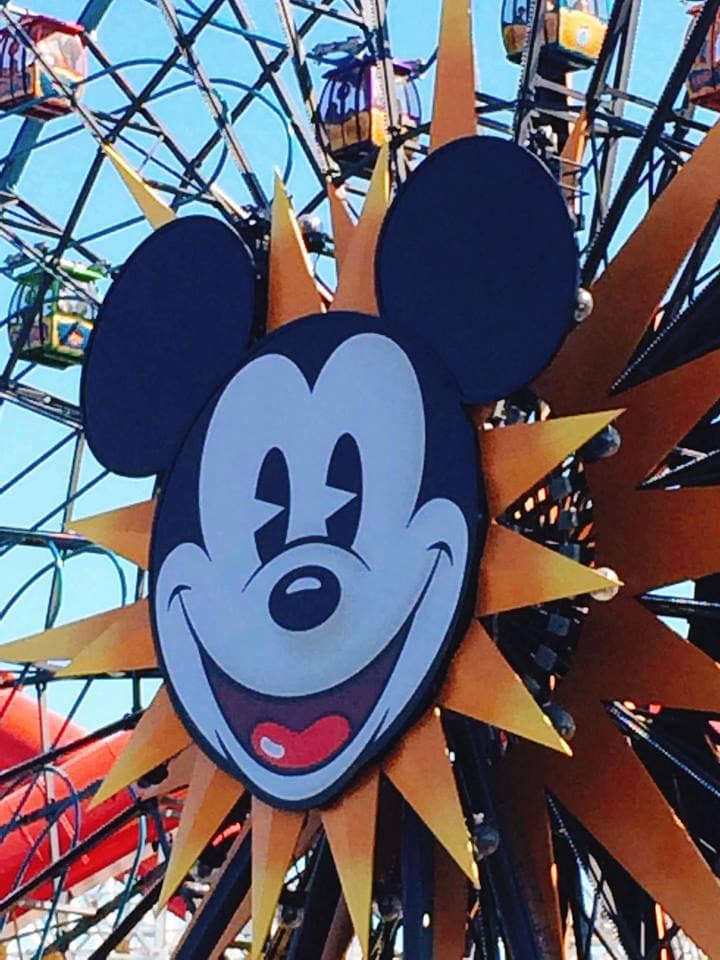 A picture of Mickey's Fun Wheel at Disney California Adventure with tips to stay on your Disneyland Budget.
