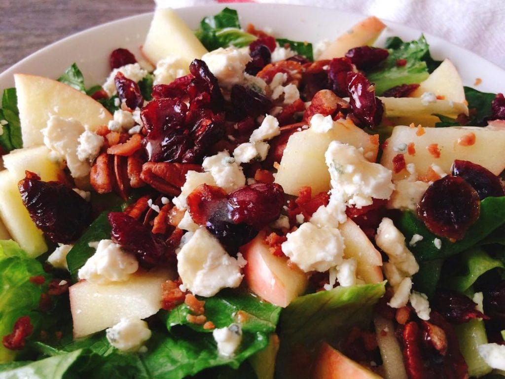 Honeycrisp Harvest Salad in a white bowl