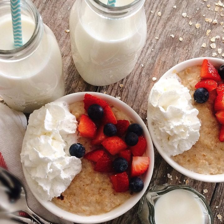 Creamy Half Baked Oatmeal made with Milk
