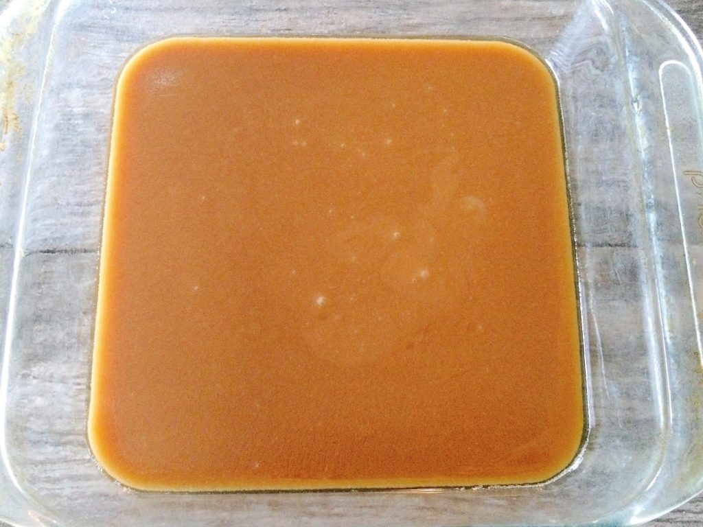 Easy Microwave Soft Caramels in a baking dish