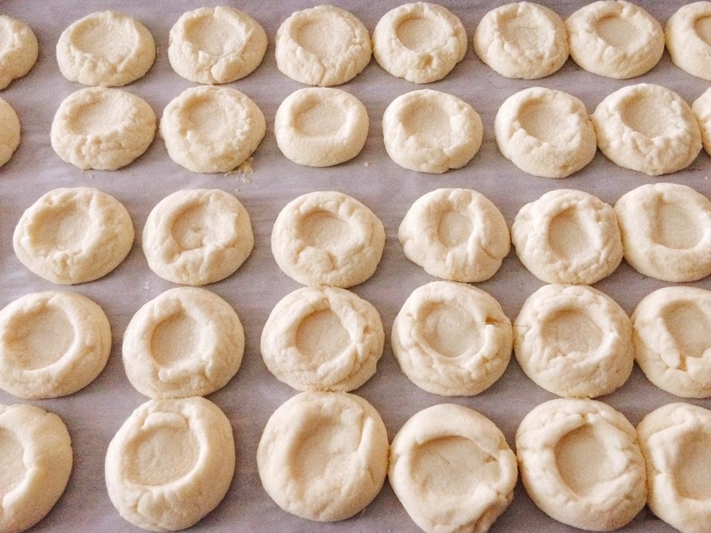 Unfrosted Melt-Away Christmas Cookies on a baking sheet