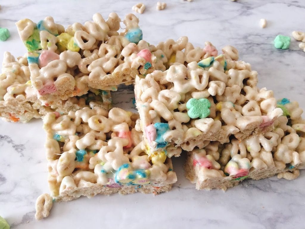 A Stack of Leprechaun Rice Krispie Treats