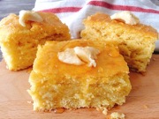 Cornbread topped with a dollop of butter