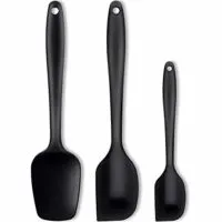 Silicone Spatula 3-piece Set, High Heat-Resistant Good Grips Spatulas, Non-stick Rubber Spatulas with Stainless Steel Core (Black)