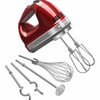KitchenAid KHM926CA 9-Speed Digital Hand Mixer with Turbo Beater II Accessories and Pro Whisk - Candy Apple Red