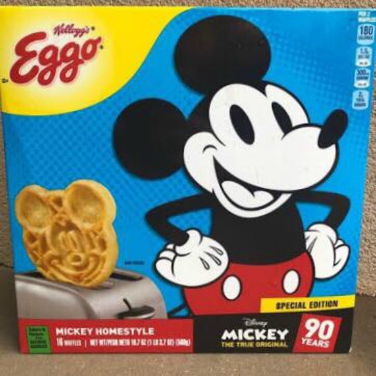 A box of Eggo Mickey Homestyle Waffles, 16 ct. to make a Mickey Mouse Waffle Bar.