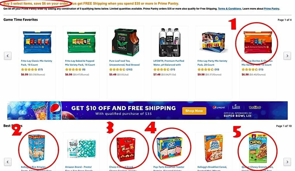 Screenshot of Amazon Prime Pantry