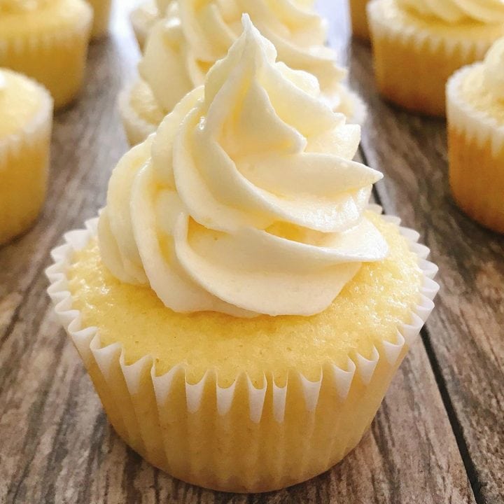 Close up of a Dole Whip Cupcake