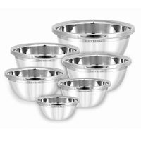 Set of 6 Mixing Bowls Stainless Steel Nesting and Convenient Storage for Salad, Cooking, Baking, Serving