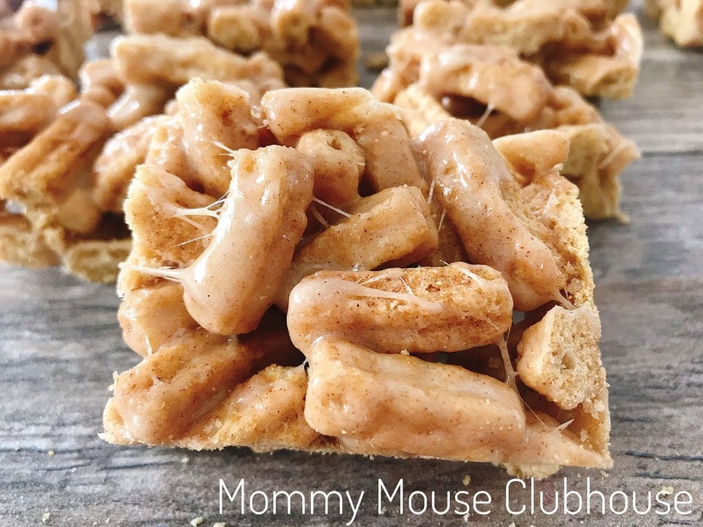 A finished Churro treat cut into a square.