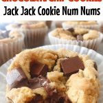 Text "Disneyland Copycat Chocolate Chip Cookies Jack Jack Cookie Num Nums" a picture of a chocolate chip cookie with a bite taken out.