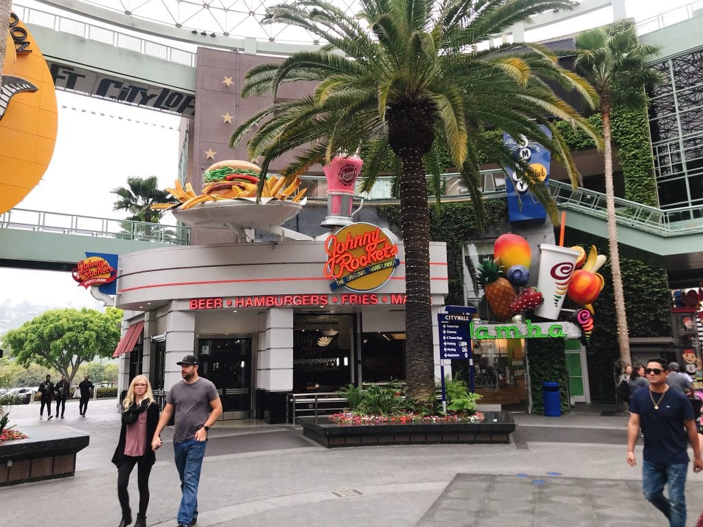 A view of Johnny Rockets restaurant at Universal CityWalk at Universal Studios Hollywood.