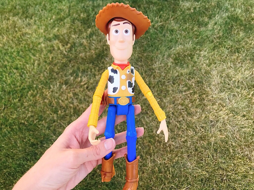A toy of the character Woody from Toy Story 4