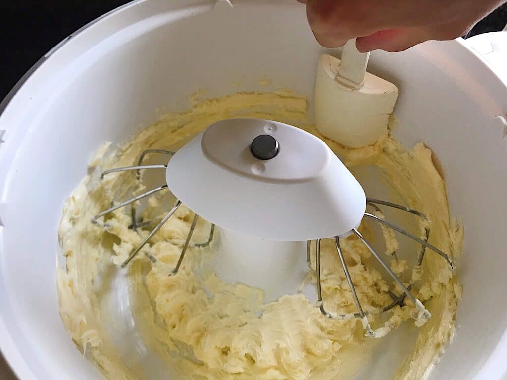 Butter in a mixing bowl for cream cheese frosting