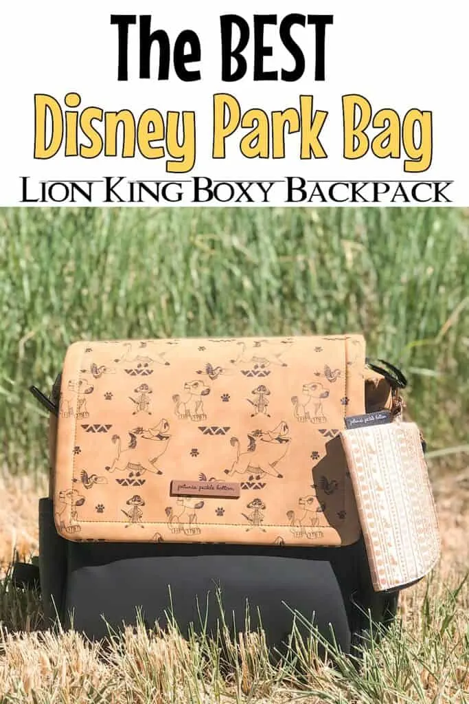 Text “The Best Disney Park Bag” Lion King Boxy Backpack