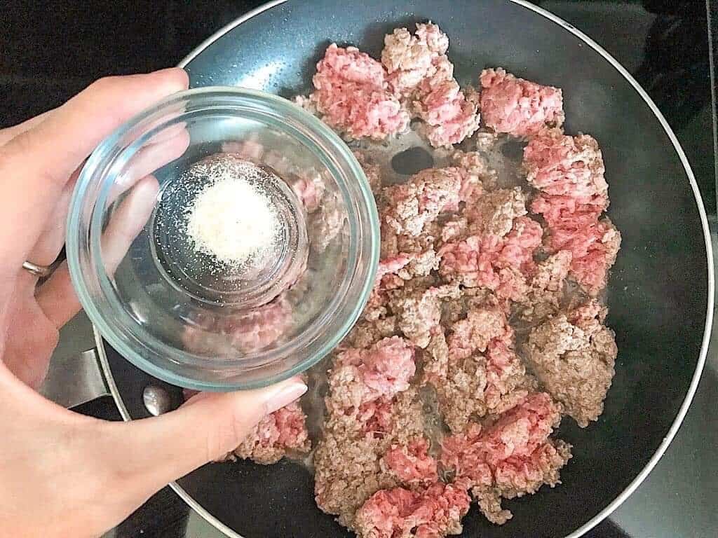 Seasoned salt over ground beef