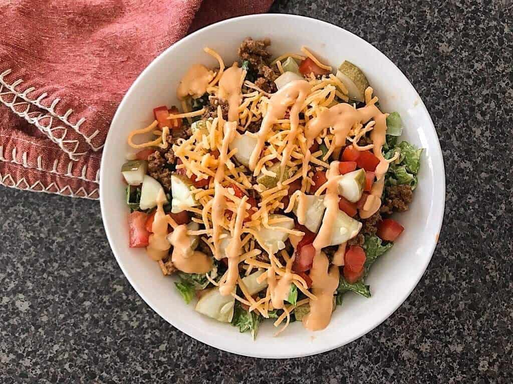Bic Mac salad in a bowl