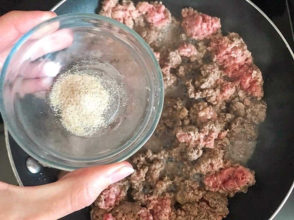 Onion Powder over ground beef