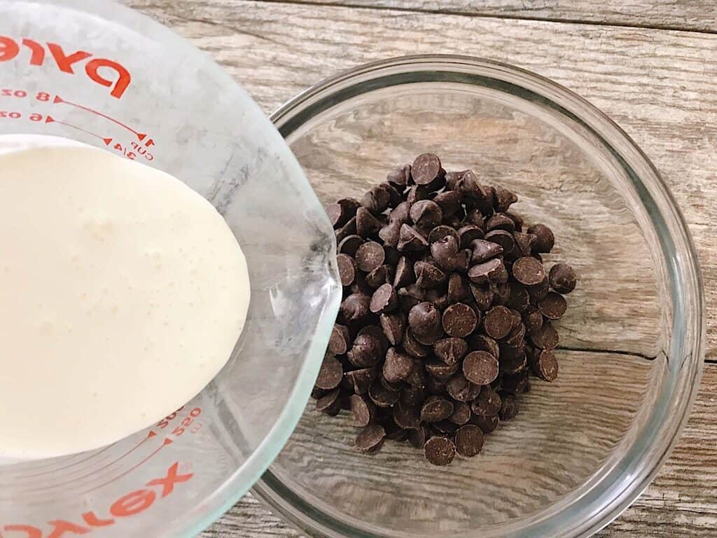 Heavy cream and and chocolate chips for ganache