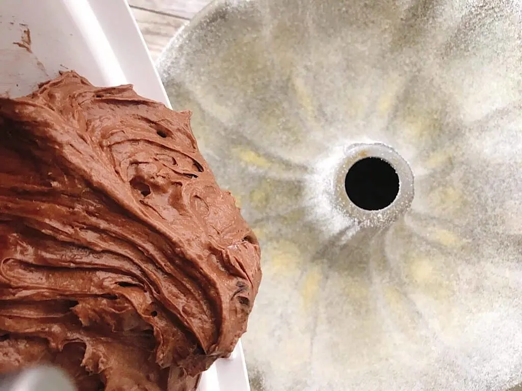 Chocolate bundt cake batter
