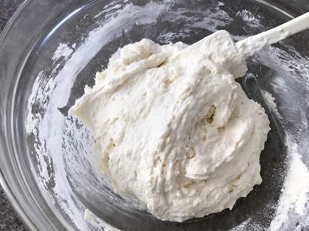 Macaron batter being mixed