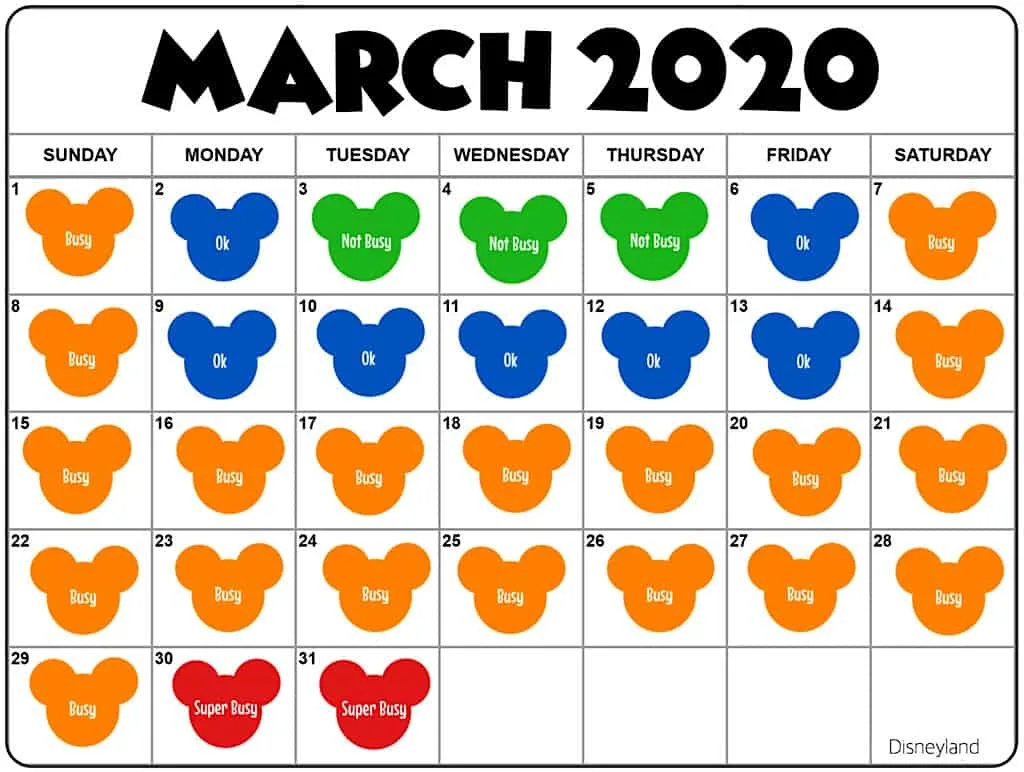 March Disneyland Crowd Calendar