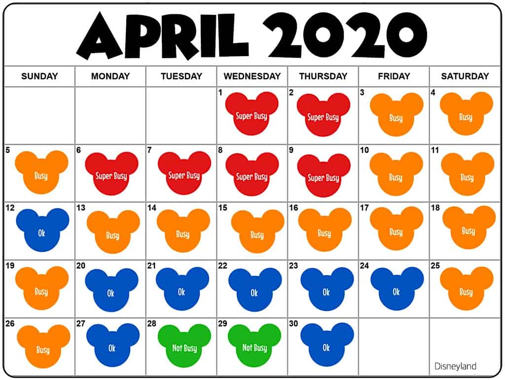 April Disneyland Crowd Calendar