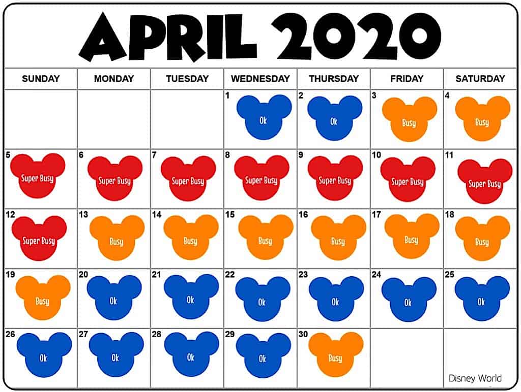 Disney World Crowd Calendar April 2020