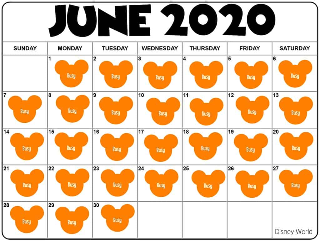 Disney World Crowd Calendar June 2020