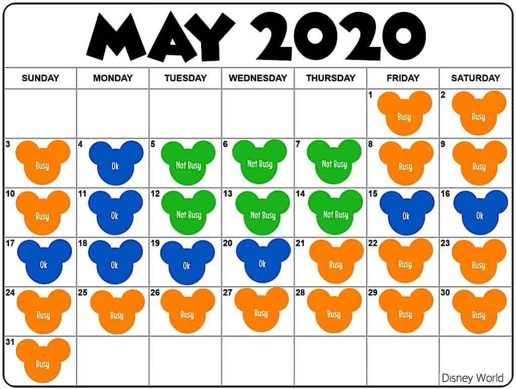 Disney World Crowd Calendar May 2020