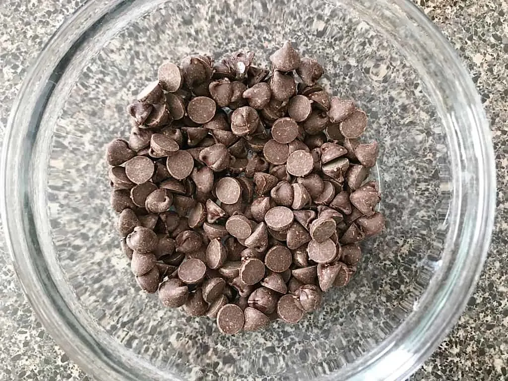 A bowl of chocolate chips to make ganache