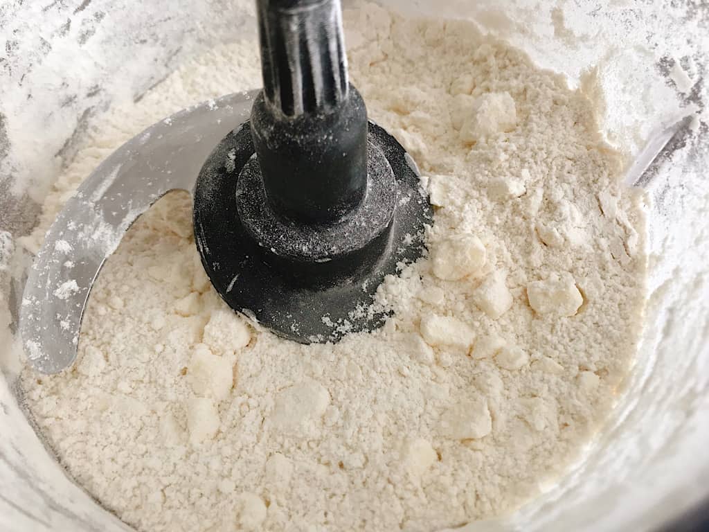 All Butter Pie Crust ingredients in a food processor