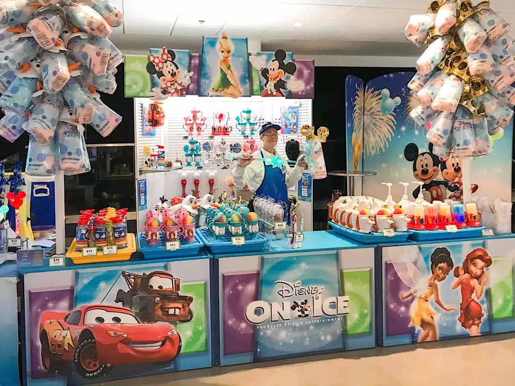 Souvenir stand at Disney on Ice Worlds of Enchantment