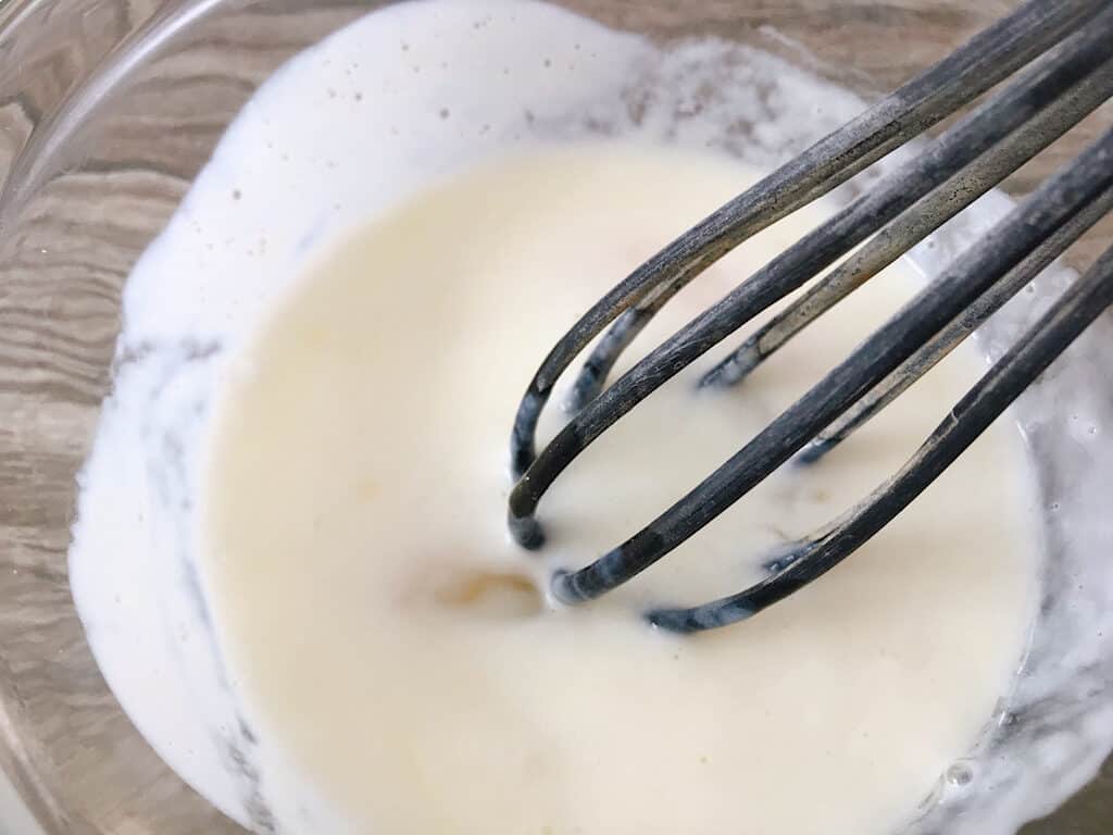 Wet ingredients for Honey Buttermilk Biscuits