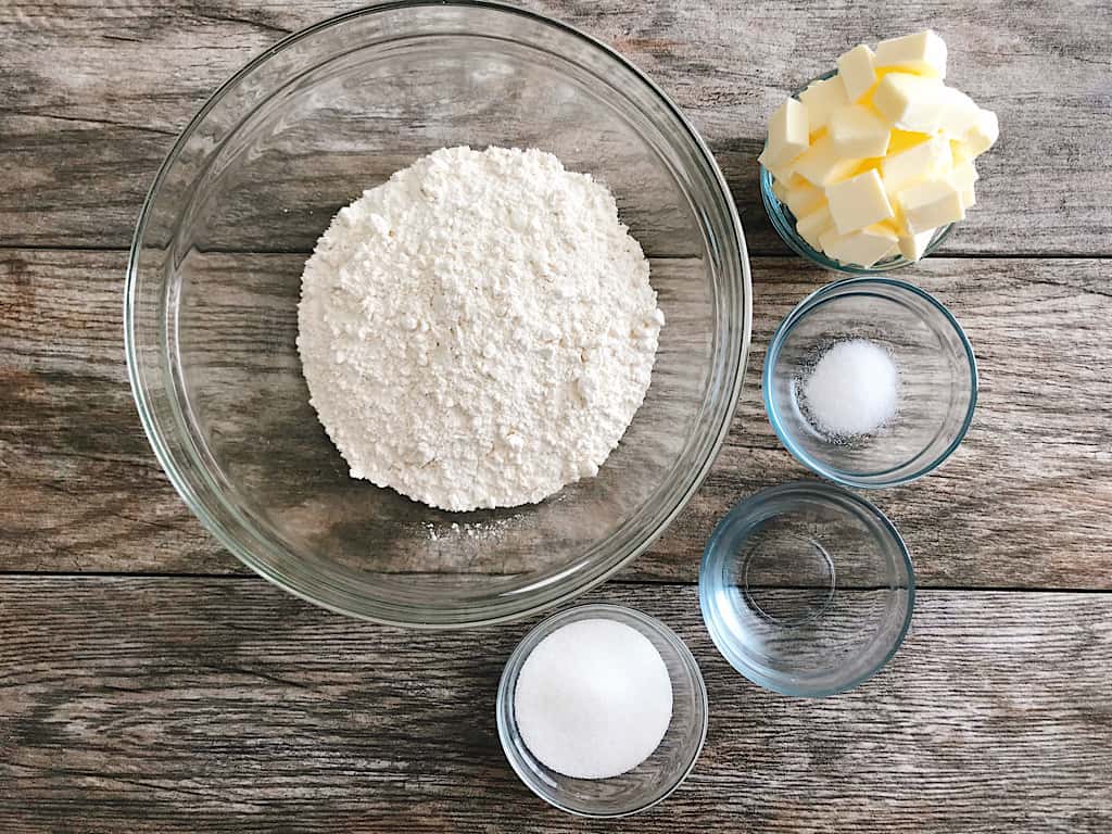 Ingredients for Flaky All Butter Pie Crust