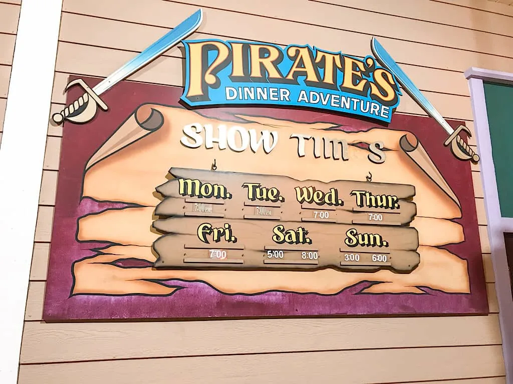 Sign for Pirate's Dinner Adventure in Buena Park, California
