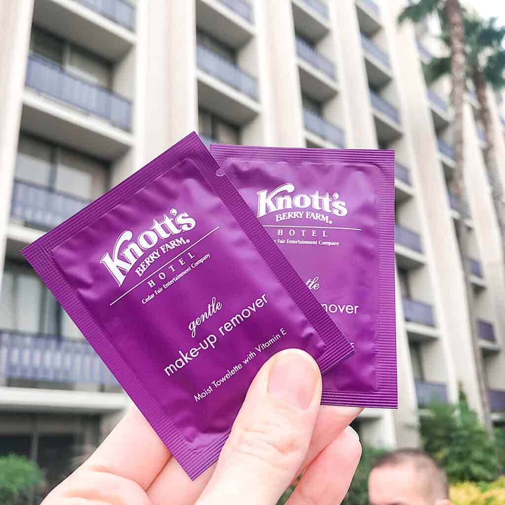 Make up remover wipes from Knott's Berry Farm Hotel