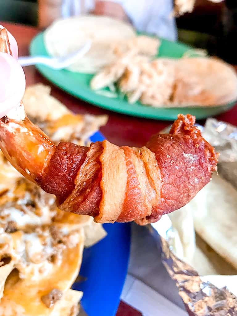 Bacon wrapped shrimp from Los Sanchez Mexican Restaurant where to eat in Orange County