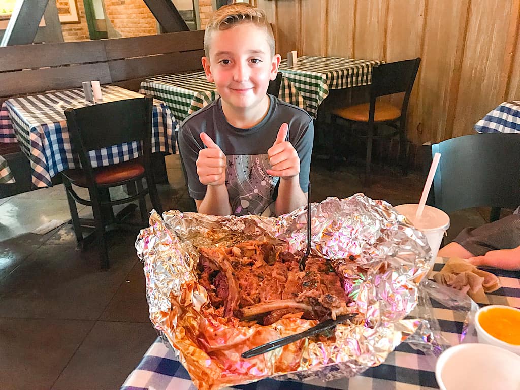 A boy who ate Ribs at Portillo's in Buena Park California