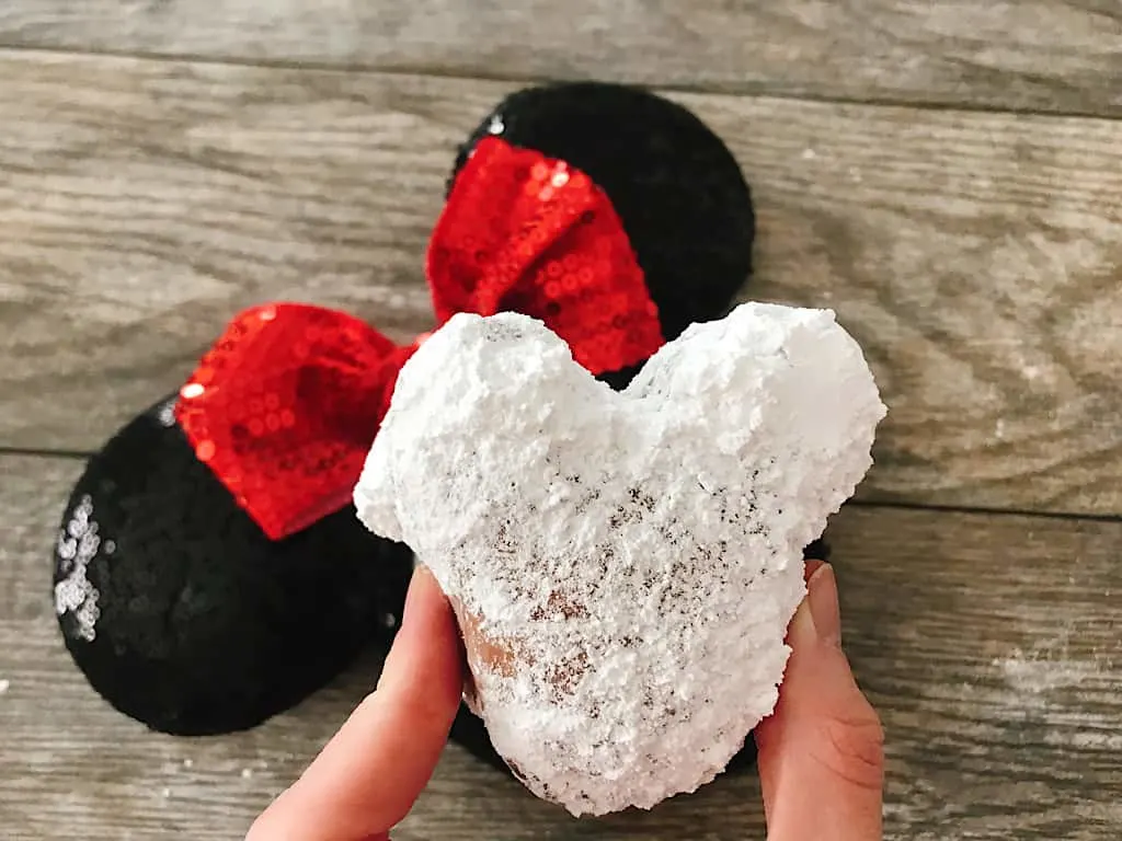 A Homemade Mickey Mouse Beignet and Minnie Mouse Ears