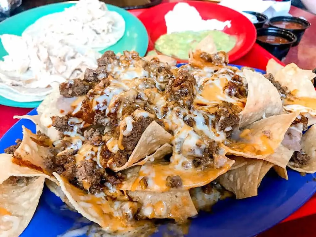 Nachos from Los Sanchez where to eat in Orange County, California