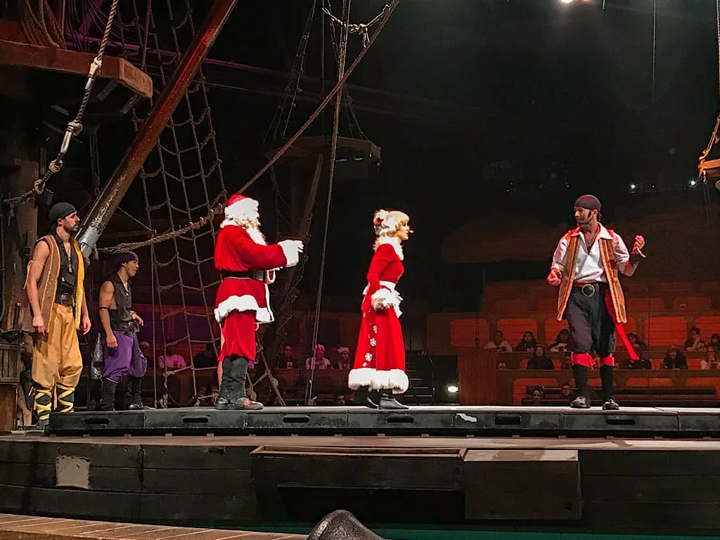 Santa, Mrs. Claus, with Pirates for the dinner show