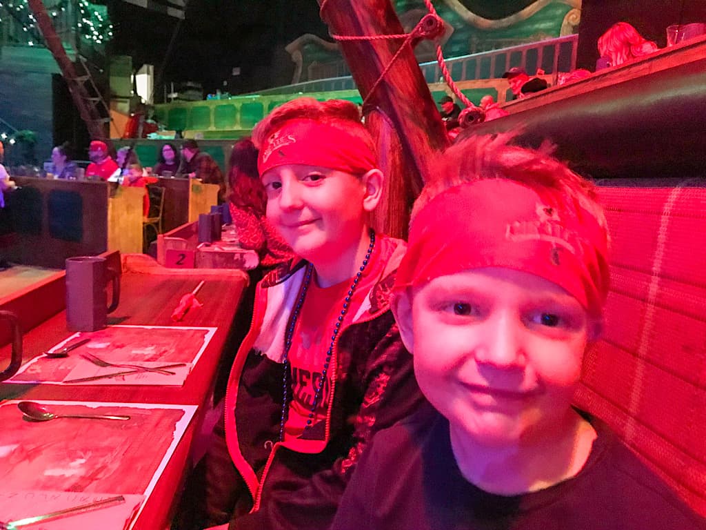 Two Kids at Pirate's Dinner Adventure in Buena Park, California